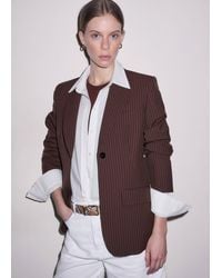 ME+EM - Pinstripe Sharp Shoulder Contour Blazer - Lyst