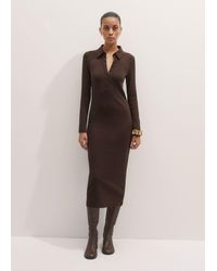 ME+EM - Ultimate Rib Shirt Midi Dress Chocolate Mélange - Lyst