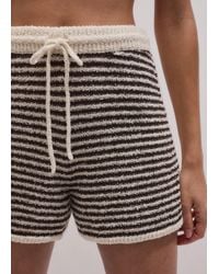ME+EM - Textured Micro Stripe Knit Shorts Cocoa-Cream - Lyst
