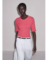 ME+EM - Lofty Fine Cable Knit Slim Tee - Lyst