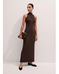 ME+EM - Metallic Rib High Neck Maxi Dress - Lyst