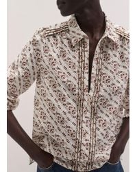 ME+EM - Diagonal Floral Print Silk Cotton Blouse - Lyst