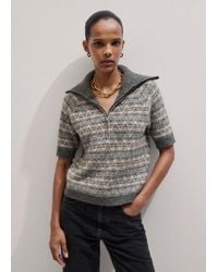 ME+EM - Half Zip Jacquard Knit Tee - Lyst