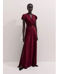 ME+EM - Satin Draped Evening Full Length Dress + Modesty Panel - Lyst