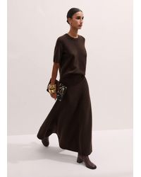 ME+EM - Felted Merino Relaxed Knit Maxi Skirt Warm Chocolate Melange - Lyst