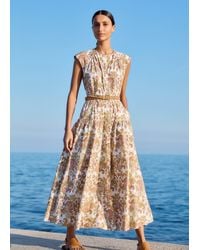 ME+EM - Cotton Poplin Geo Paisley Print Maxi Dress + Belt - Lyst
