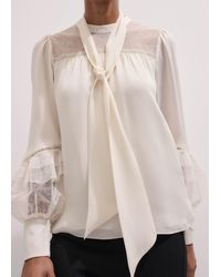 ME+EM - Silk And Lace Mix Swing Top + Tie - Lyst