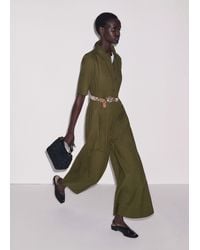 ME+EM - Crease-Less Linen Cropped Jumpsuit + Belt - Lyst