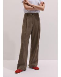 ME+EM - Straight Pinstripe Pleat Front Pant Mocha - Lyst