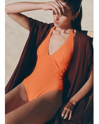 ME+EM - Compact Texture Halterneck Swimsuit - Lyst