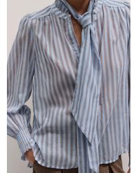 ME+EM - Cotton Voile Stripe Blouse + Tie - Lyst