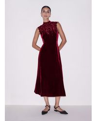 ME+EM - Silk Blend Velvet Embroidered Midi Dress - Lyst