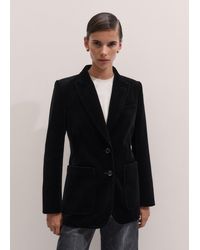 ME+EM - Stretch Velvet Sharp Shoulder Contour Blazer - Lyst