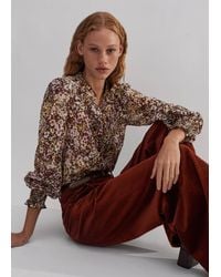 ME+EM - Hand-Painted Floral Print Silk Cotton Blouse - Lyst
