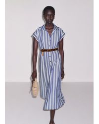 ME+EM - Stripe Fit And Flare Midi Shirt Dress + Belt-Multi - Lyst