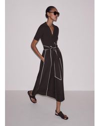 chinese dress ladies Mixed Media Mock TNeck Maxi Blk / XL