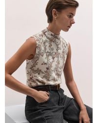 ME+EM - Whimsical Bulbs Print Silk Cowl Neck Sleeveless Top Light Cream-Multi - Lyst
