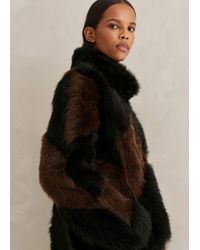 ME+EM - Statement Shearling Patchwork Coat/Chocolate - Lyst