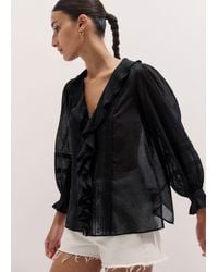 ME+EM - Cotton Voile Ruffle Blouse - Lyst