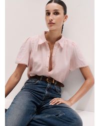 ME+EM - Cheesecloth Trim Detail Blouse - Lyst