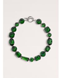 ME+EM - Bold Diamante Short Necklace Emerald - Lyst