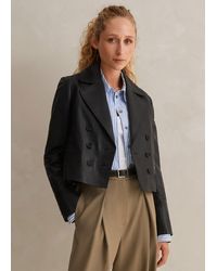ME+EM - Cropped Leather Military Jacket - Lyst