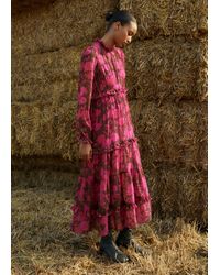 ME+EM - Scribbled Flower Print Ruffle Maxi Dress + Slip - Lyst
