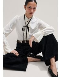 ME+EM - Frill Neck Layering Blouse + Tie - Lyst