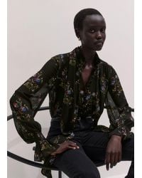 ME+EM - Wild Winter Floral Print Blouse With Cami + Tie - Lyst
