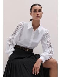 ME+EM - Lace + Poplin Layering Shirt - Lyst