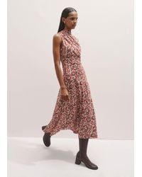 ME+EM - Graphic Lace Print Ruched Midi Dress - Lyst