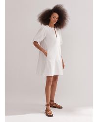 ME+EM - Cotton Jacquard Short Shift Dress - Lyst