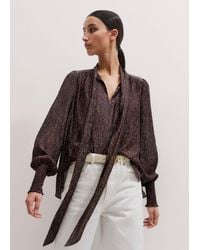 ME+EM - Metallic Pussybow Blouse + Cami - Lyst