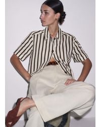ME+EM - Crease-Less Linen Spring Stripe Boxy Cropped Shirt - Lyst
