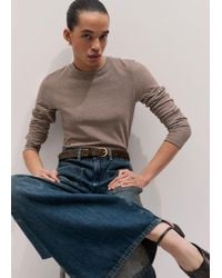 ME+EM - Micro Stripe Long Sleeve Top Soft-Pecan - Lyst