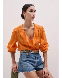 ME+EM - Cotton Voile Ruffle Blouse - Lyst