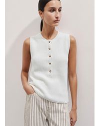 ME+EM - Cotton Linen Rib Henley Knit Vest - Lyst