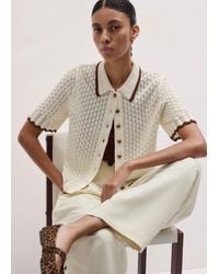 ME+EM - Contrast Trim Straight Knit Tee Cream-Cinnamon - Lyst