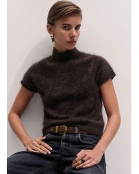 ME+EM - Brushed Cashmere High Neck Knit Baby Tee - Lyst