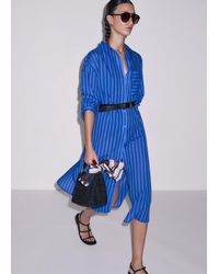 ME+EM - Cotton Stripe Midi Shirt Dress Intense-Sky - Lyst