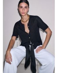 ME+EM - Merino Cashmere Barely There Buttoned Knit Tee - Lyst