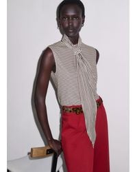 ME+EM - Impossibly Soft Scarf Neck Sleeveless Tee + Tie Cocoa-Light Cream - Lyst