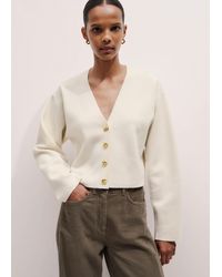 ME+EM - Merino Cotton Milano Knit Extreme Sleeve Crop Cardi - Lyst