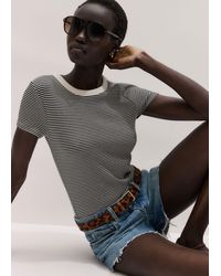 ME+EM - Ultimate Crew Neck Micro Stripe Tee-Light Cream - Lyst