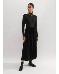 ME+EM - Mixed-Media Velour Long Sleeve Maxi Dress - Lyst