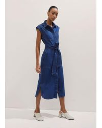 ME+EM - Denim Utility Midi Dress + Belt - Lyst