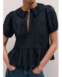 ME+EM - Cotton Broderie Boxy Peplum Top - Lyst