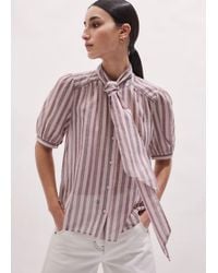 ME+EM - Stripe Blouse + Tie - Lyst