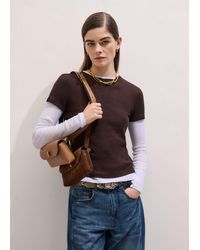 ME+EM - Sheer Rib Double Layer Top Summer Chocolate Soft - Lyst