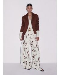 ME+EM - Crease-Less Linen Modern Tulips Print Wide Leg Trouser Light Cream - Lyst